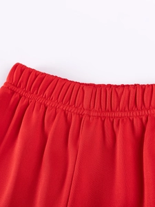 Girls red knit cotton shorts with elastic waistband and high-quality stitching details