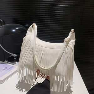 Sac à Bandoulière à Franges Longues Bohème Sac Hobo Rétro en Similicuir Sac sous le Bras Mode Simple Grande Capacité à Franges
