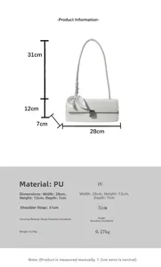 Guide des dimensions du sac à bandoulière blanc en cuir PU avec foulard de décoration