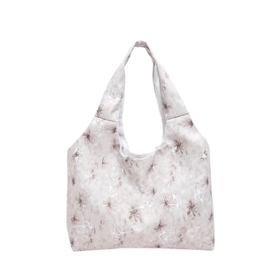 Grand sac fourre-tout en toile avec motifs floraux marron et larges poignées confort