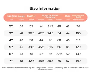 Size information chart for girls strawberry clothing set featuring measurements in cm