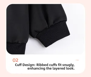 Close-up of the black ribbed cuffs on a boys cartoon sweatshirt for better fit and warmth