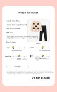 Détails du sweat-shirt beige fille et du legging côtelé noir avec les spécifications du tissu