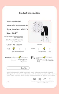 Detail view of girls long sleeve loungewear set with elegant black bow prints