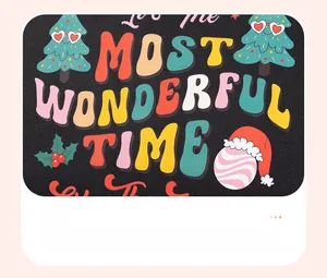Detail of Christmas tree print with Most Wonderful Time text on black toddler sweatshirt