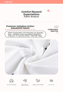 Detail of white printed sweatshirt set fabric made of 95% polyester and 5% spandex