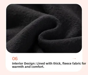 Detail of soft black thick fleece lining on kids sweatshirt for winter warmth
