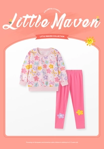 Dettaglio completo di maglia a fiori e leggings rosa per bambine dai 2 ai 7 anni