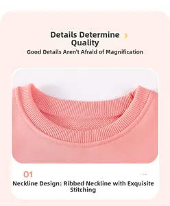Detail of pink knitted girl outfit showing rib-knit neckline and reinforced stitching
