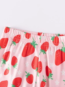 Legging rose pour fille avec imprimé fraises et étoiles et taille élastique douce