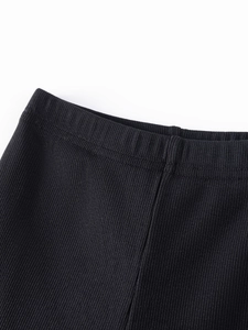 Ensemble noir en maille côtelée pour filles avec détail de taille élastiquée