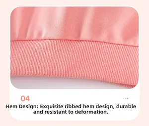 Close-up of pink knit ribbed hem design detail on trendy autumn girl's sweatshirt