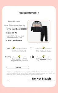 Detail chart of boys' patchwork tracksuit showing 100% polyester fabric and sizing