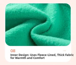 Close-up of thick green fleece lining showing soft texture and thermal warmth