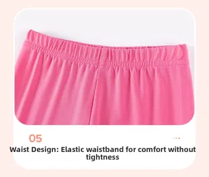 Dettaglio dell'elastico in vita dei pantaloni autunnali in maglia rosa per bambine