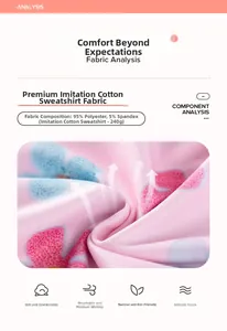 Detail view of pink floral girls' sweatshirt fabric with breathable texture