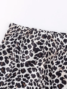 Girls leopard print long sleeve clothing set with comfortable elastic waistband