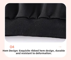 Detailed macro view of the elastic ribbed hem on a black long-sleeve toddler outfit