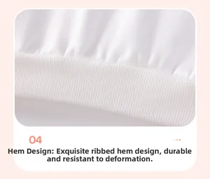 Detailed close-up of the white ribbed hem design on a durable cotton sweatshirt for girls