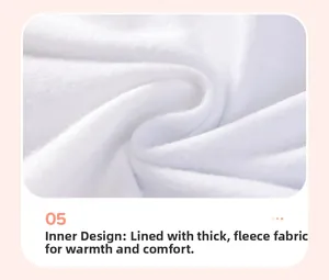 Detail of soft thickened fleece lining for girl's autumn hoodie set providing warmth