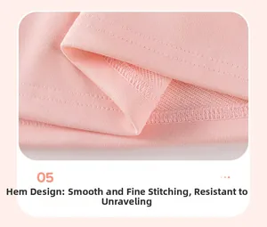 Detailansicht der glatten Doppelnaht am Saum des rosa Baumwoll-Mädchenkleids