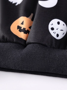 Ensemble d'Halloween pour garçons avec sweat en maille noir aux motifs de citrouilles