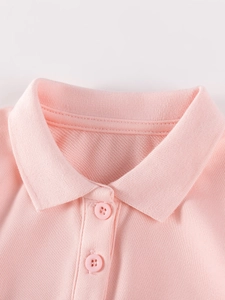 Rosa kurzärmeliges Polokleid für Mädchen aus Piqué-Stoff mit klassischem Kragen