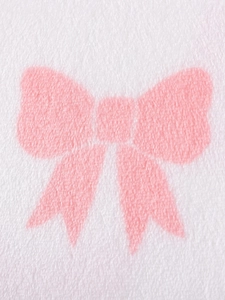 Set bambina in pile bianco con simpatico motivo a fiocco rosa per l'autunno