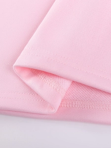 Abito da principessa rosa a maniche lunghe per bambine con dettagli di cucitura di pregio