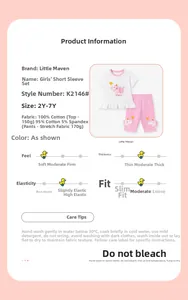 Tableau des tailles pour ensemble fille en coton avec pantalon rose et haut imprimé
