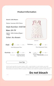Guide des tailles et détails du tissu pour robe d'été sans manches à motif cerise