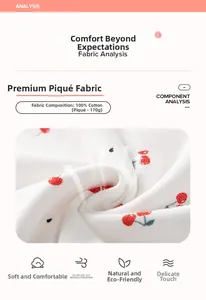 Détail du tissu piqué 100% coton avec motif cerise pour robe d'été pour filles