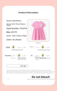 Detail of pink cotton girl's dress featuring a cute 3D bunny applique and soft knit texture