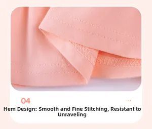 Detailed close-up of double-needle hem stitching on pink cotton girl's summer dress