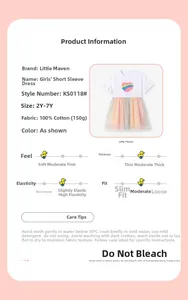 Detailed view of rainbow sequin heart and gradient mesh skirt on cotton girl dress