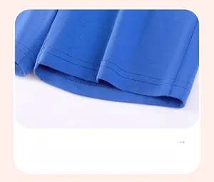 Detail view showing neat double-needle stitching on navy blue knit shorts hemline