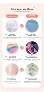 Detailed comparison showing high-quality white mesh fabric and 3D rainbow heart embroidery