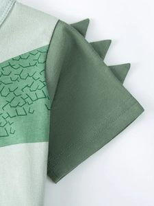 Manica t-shirt dinosauro bambino con punte 3D e tessuto in maglia di cotone traspirante
