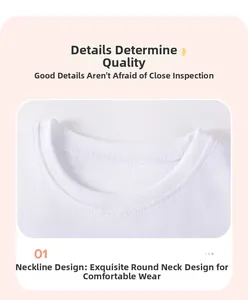 Detail of the white cotton dress neckline featuring high-quality double-needle stitching