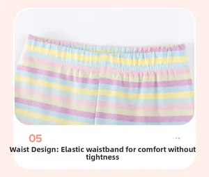 Détail de la taille élastique d'un pantalon de pyjama en coton rayé pour fille
