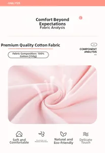 Detail of 100% cotton fabric for girls' dress showing 150g weight and soft breathable texture