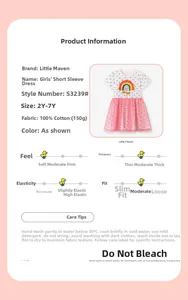 Détail du corsage arc-en-ciel en coton et de la jupe en tulle rose pour petites filles