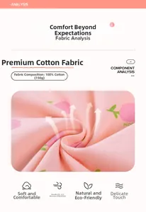 Detail van roze kersenprint stof, 100% katoen materiaal, 150g zacht en ademend textiel