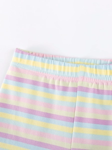Pantalon rayé en coton pour petite fille avec taille élastique aux couleurs pastel douces