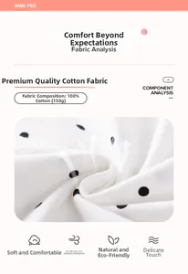 Détail macro du tissu 100% coton blanc à pois noirs pour robe d'été pour petites filles