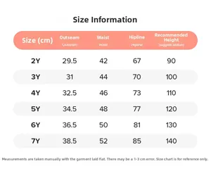 Detailed size chart for boys' cotton summer shorts including waist and height guide