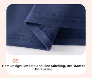 Détail de la couture renforcée à double aiguille sur l'ourlet d'une robe en coton bleu marine