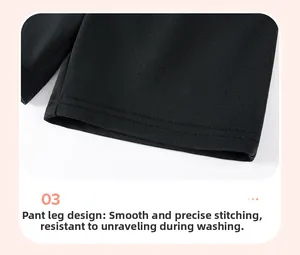 Macro view of black knit cotton shorts with durable double-needle stitching detail