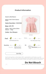 Guide d'entretien détaillé pour robe d'été en coton imprimé rose pour filles