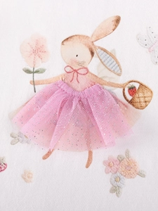 Mädchen Baumwolle Kleidung Set Süßer Hase Druck Flatterärmel Top Und Blumenhose Lässig Kinder Sommer Zweiteiliges Outfit